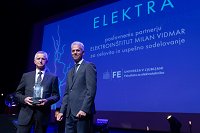 Dr. Stane Vižintin z Elektroinštituta Milan Vidmar in dekan UL FE prof. dr. Marko Topič. (foto UL FE)